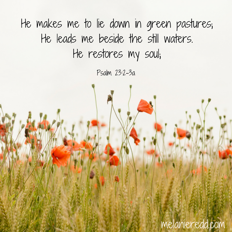 He restores my soul. Psalm 23.